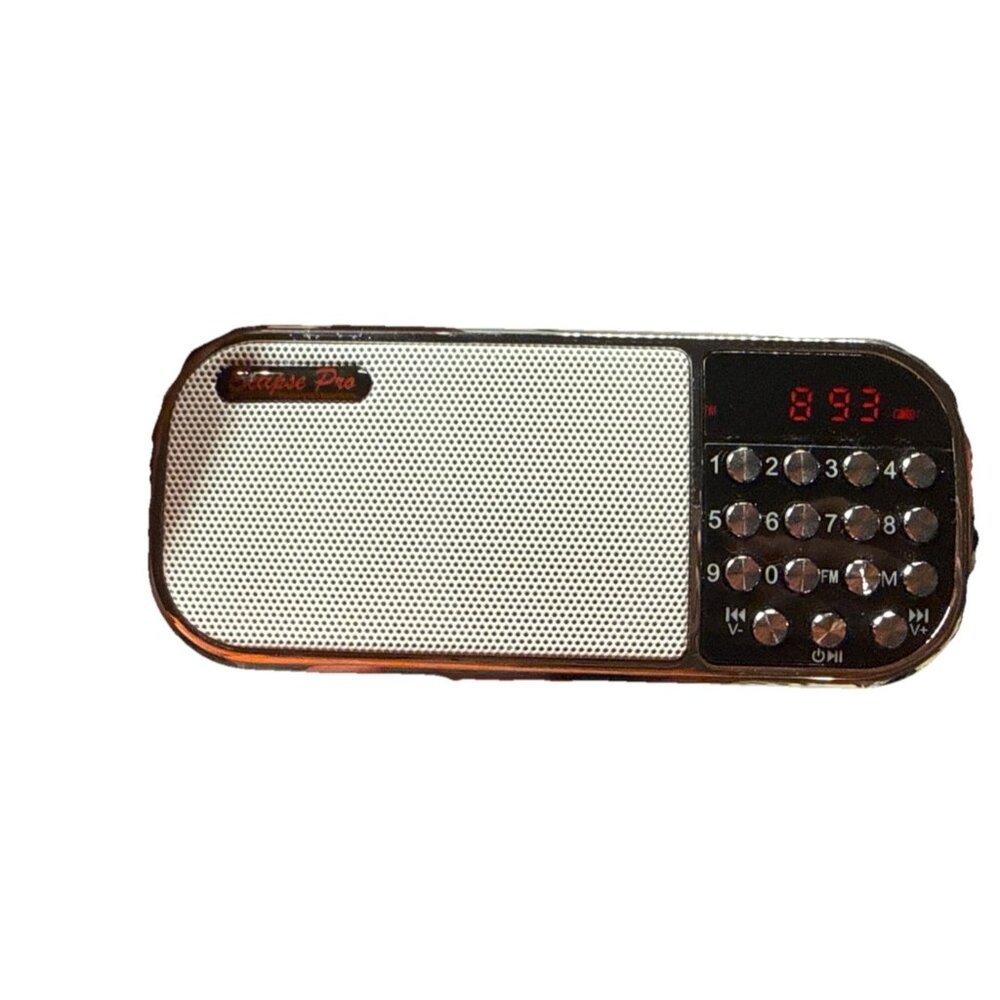 Eclipse Pro AM FM Portable Mini Radio Rechargeable Pocket MP3 SD Card Slot USB